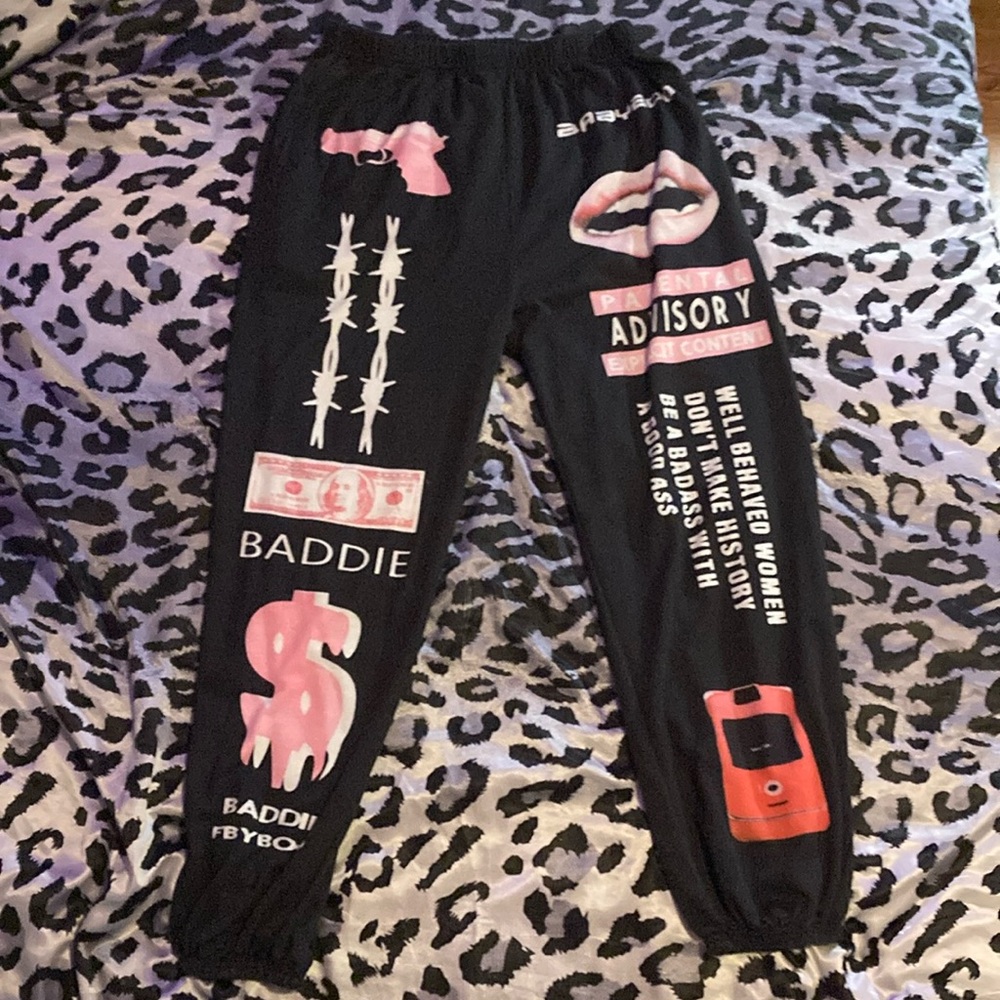 Daytrip Black and Pink Graphic Kids Joggers